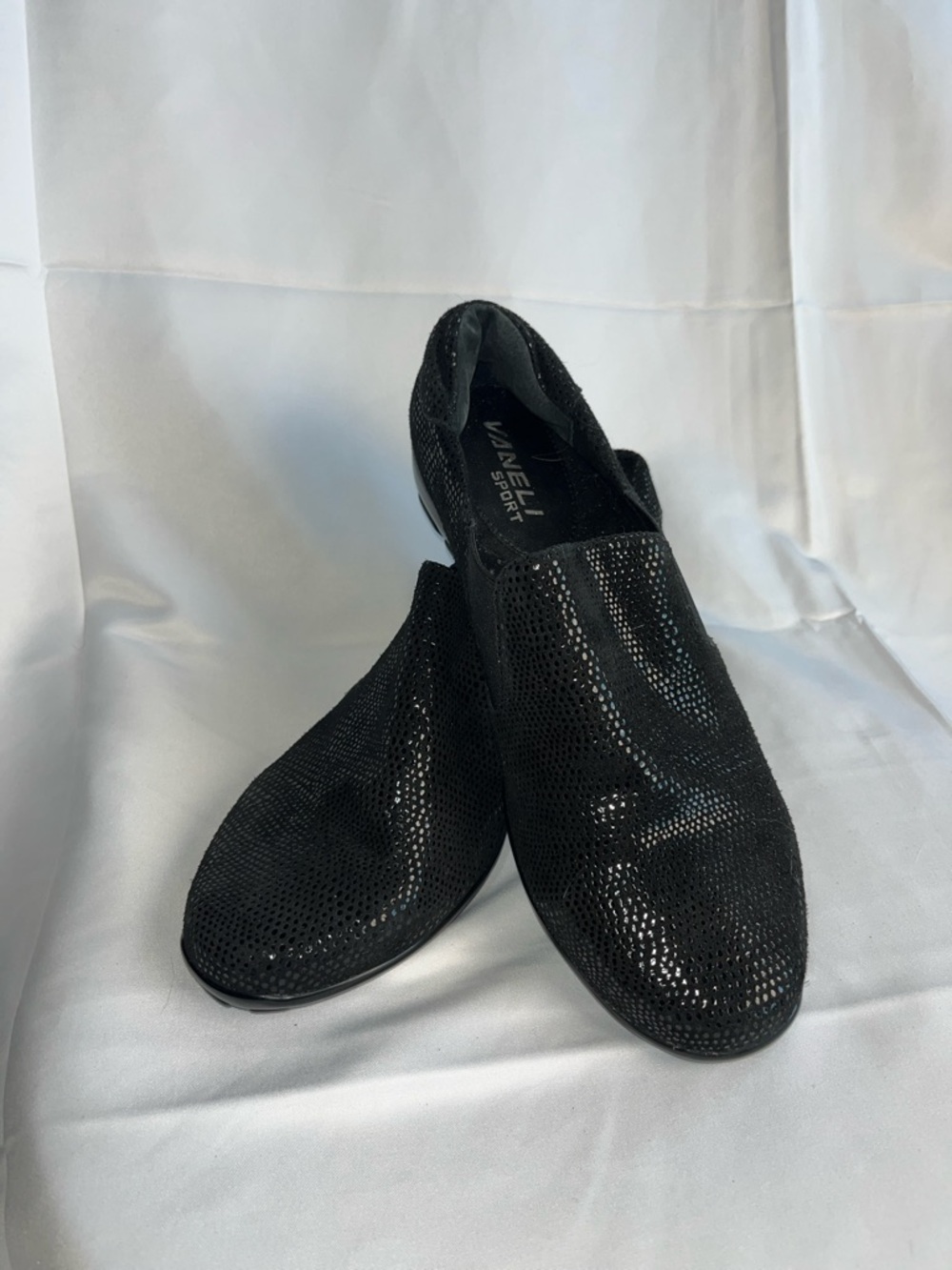 Vaneli Black Slip-On Loafers with Subtle Sheen